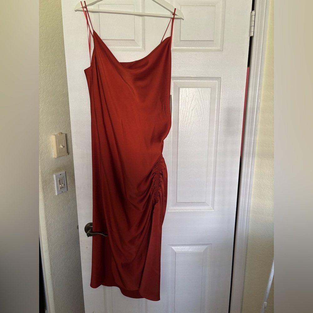 Zara | NWT Red Satin Midi Dress